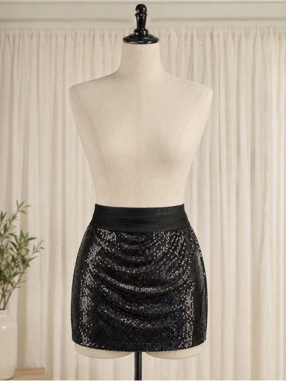 Olsenboye Black Sequin Mini Skirt